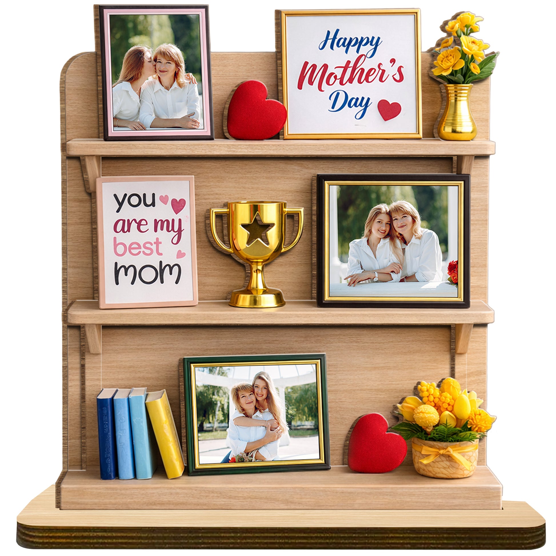 You Are My Best Mom, Happy Mother's Day, Heart, Trophy