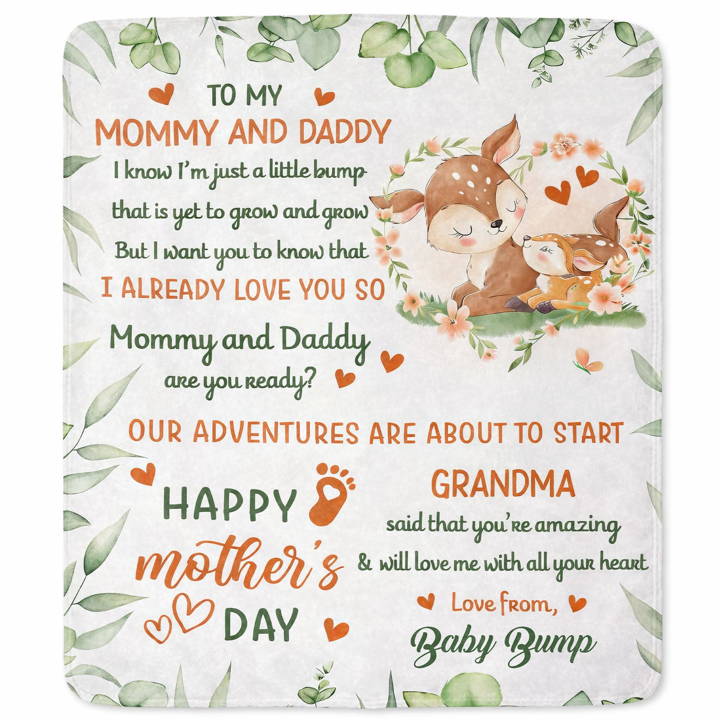 To My Mommy And Daddy Happy Mother's Day Deer And Fawn