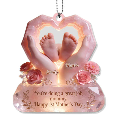 You're Doing A Great Job Mommy Happy Mother's Day Heart Hands Baby Feet Roses