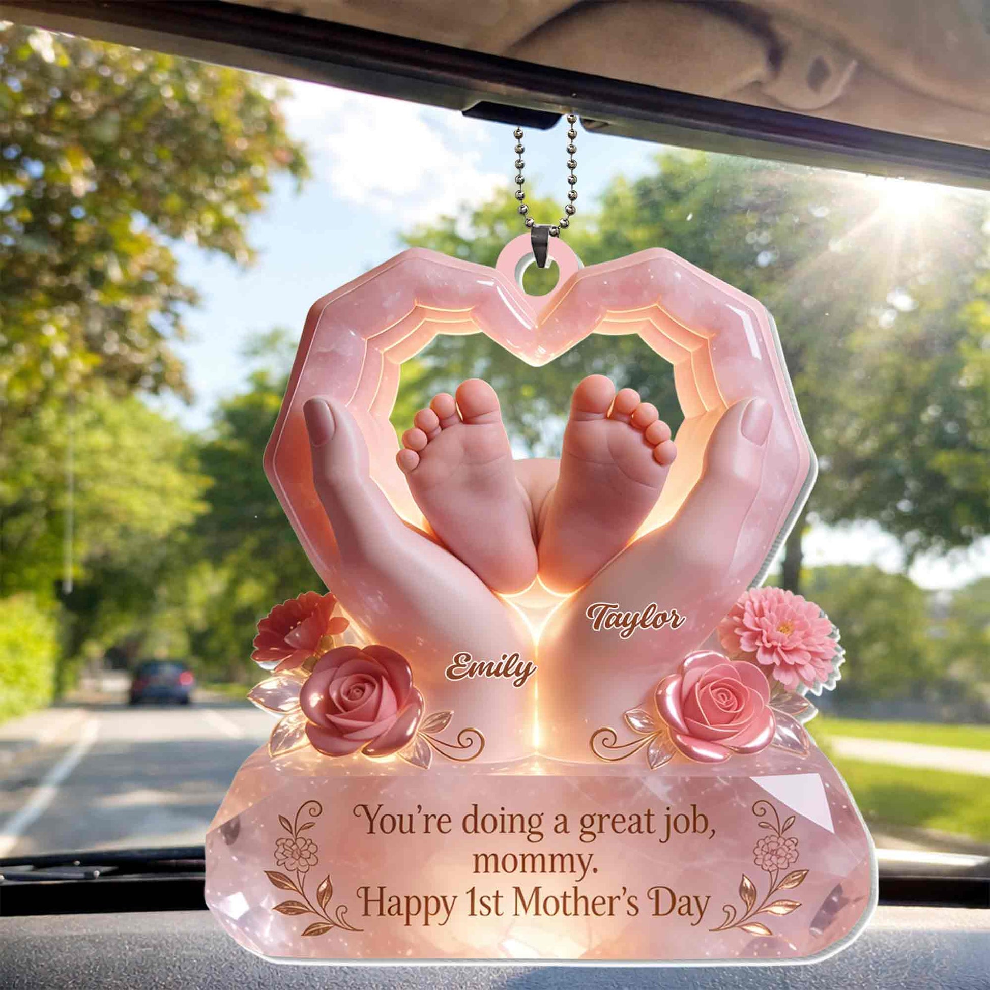 You're Doing A Great Job Mommy Happy Mother's Day Heart Hands Baby Feet Roses
