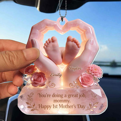 You're Doing A Great Job Mommy Happy Mother's Day Heart Hands Baby Feet Roses