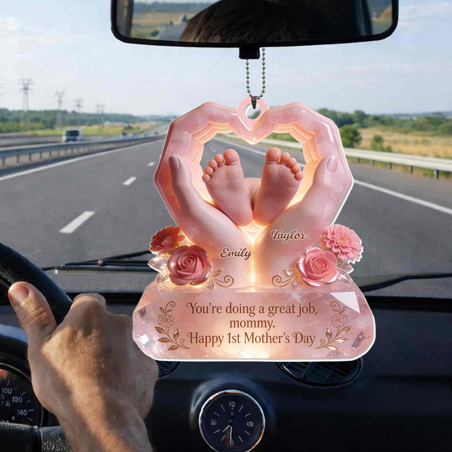 You're Doing A Great Job Mommy Happy Mother's Day Heart Hands Baby Feet Roses