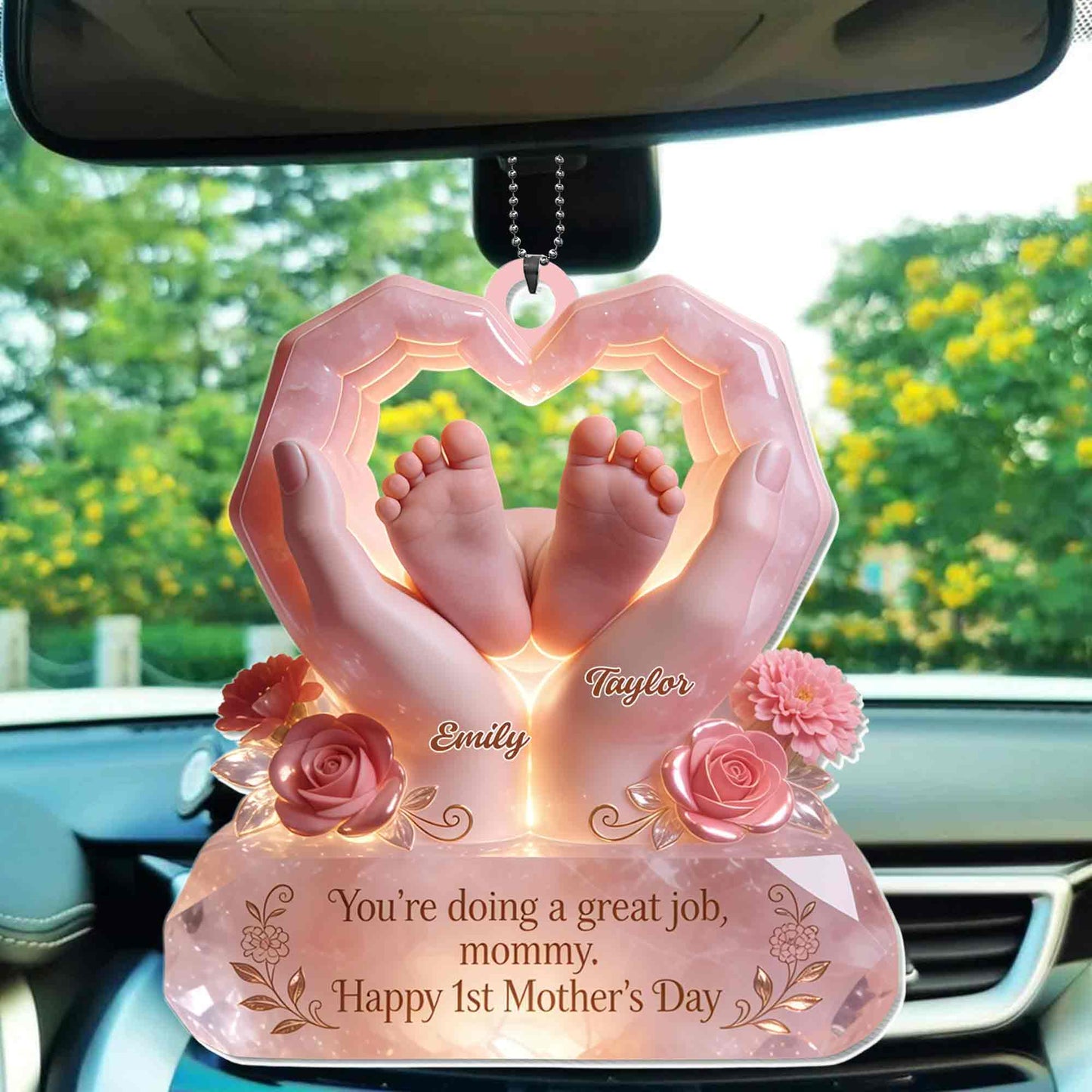 You're Doing A Great Job Mommy Happy Mother's Day Heart Hands Baby Feet Roses