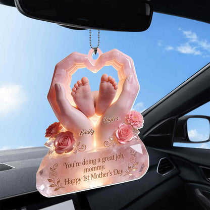 You're Doing A Great Job Mommy Happy Mother's Day Heart Hands Baby Feet Roses