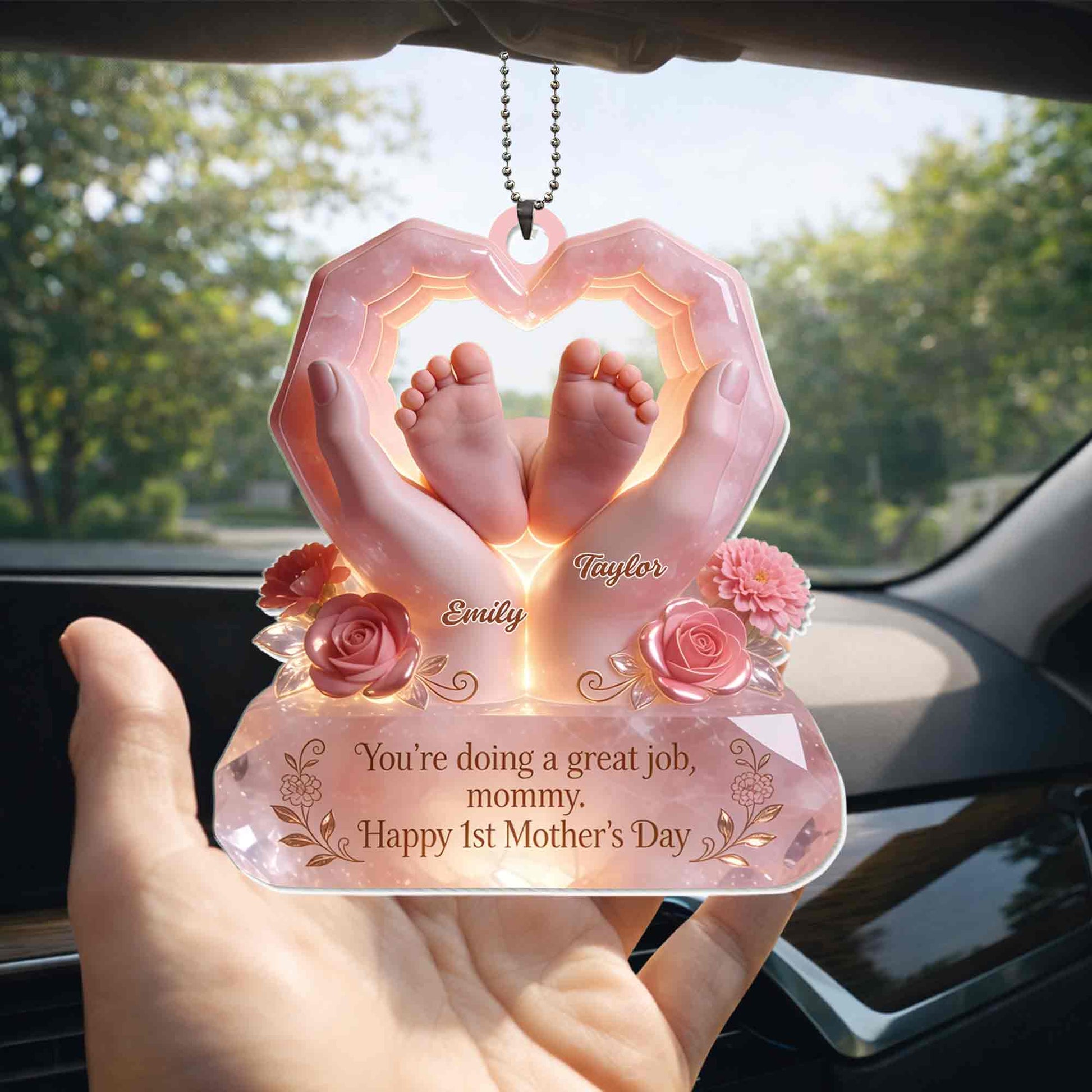 You're Doing A Great Job Mommy Happy Mother's Day Heart Hands Baby Feet Roses