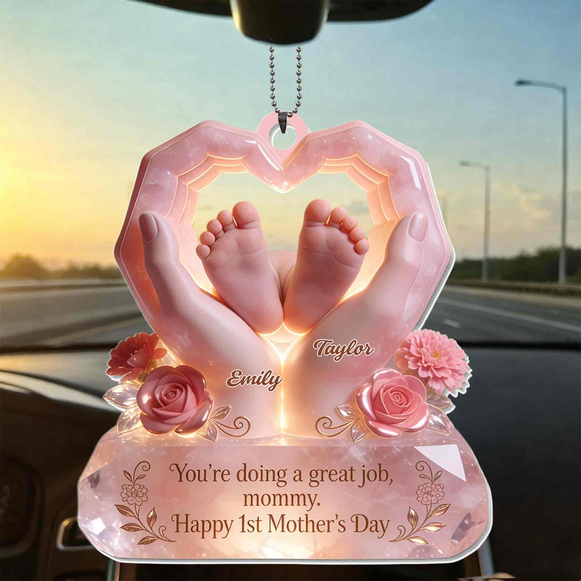 You're Doing A Great Job Mommy Happy Mother's Day Heart Hands Baby Feet Roses