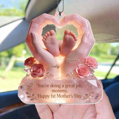 You're Doing A Great Job Mommy Happy Mother's Day Heart Hands Baby Feet Roses