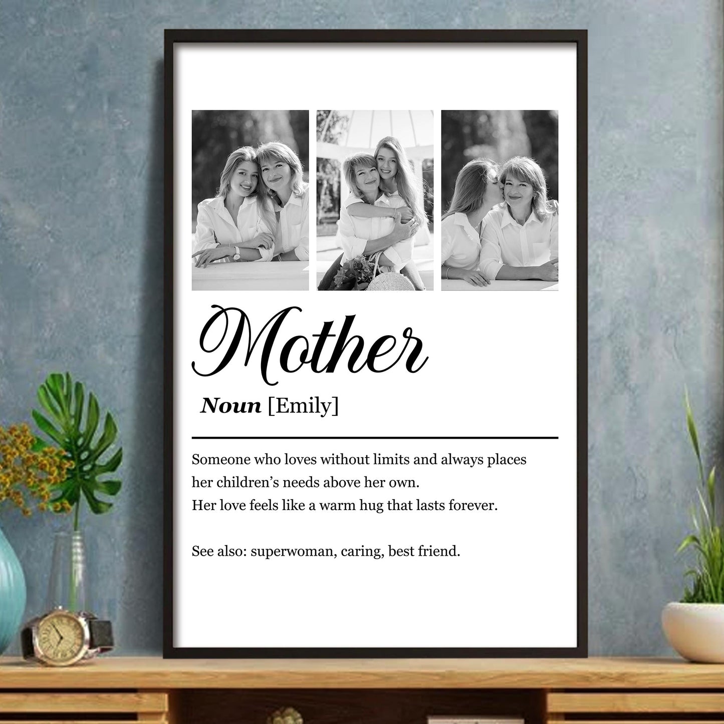 Mother Definition Personalized Three Photo Frame Custom Poster