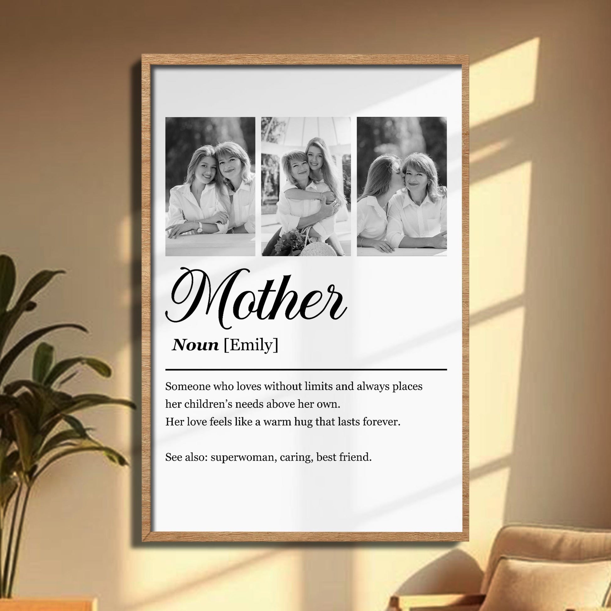 Mother Definition Personalized Three Photo Frame Custom Poster