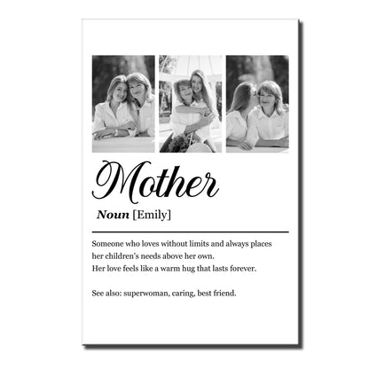 Mother Definition Personalized Three Photo Frame Custom Poster