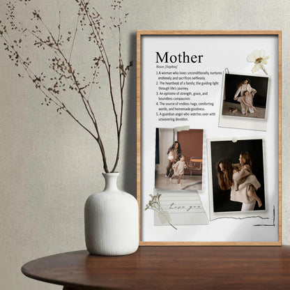 Mother Definition Personalized Photo Collage With Flower And Polaroid Frames - Personalized Custom Vertical Poster - MOM171_VPOS