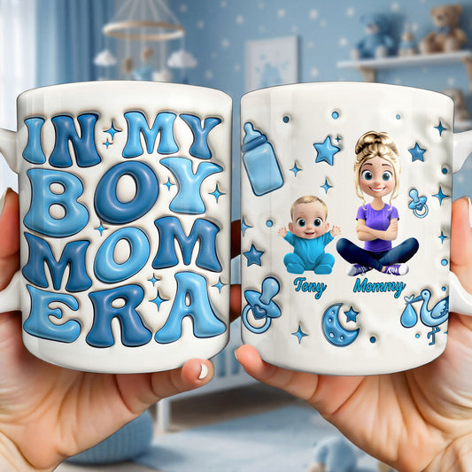 In My Boy Mom Era With Baby And Mother Figures - Personalized Custom Coffee Mug - MOM287_MG