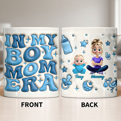 In My Boy Mom Era With Baby And Mother Figures - Personalized Custom Coffee Mug - MOM287_MG