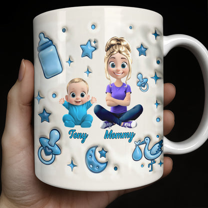 In My Boy Mom Era With Baby And Mother Figures - Personalized Custom Coffee Mug - MOM287_MG