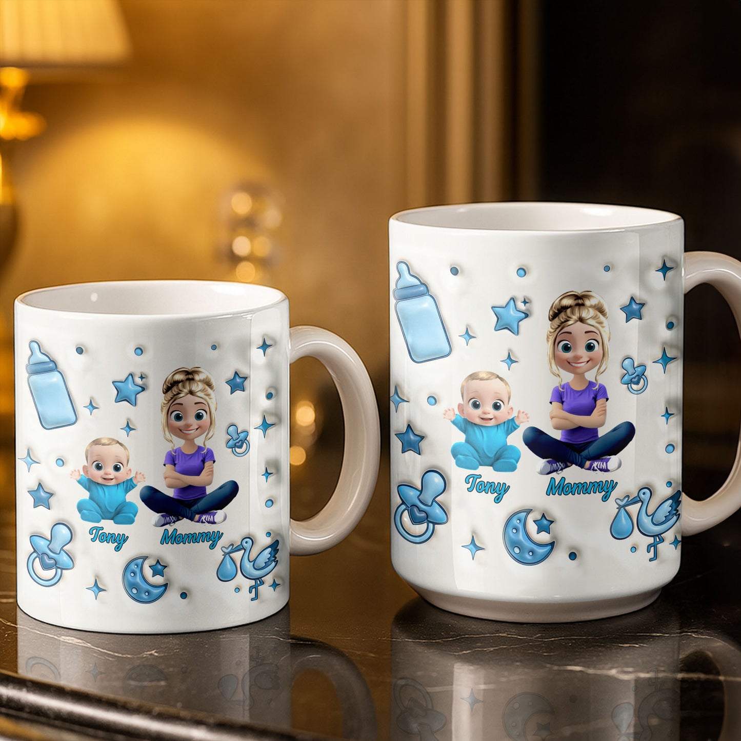 In My Boy Mom Era With Baby And Mother Figures - Personalized Custom Coffee Mug - MOM287_MG