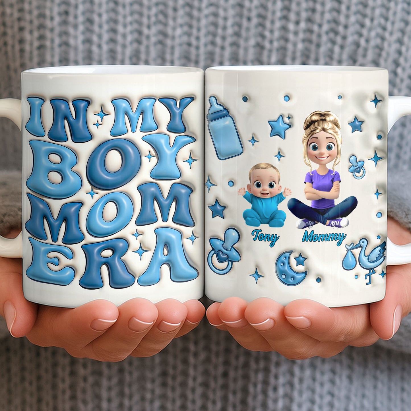 In My Boy Mom Era With Baby And Mother Figures - Personalized Custom Coffee Mug - MOM287_MG