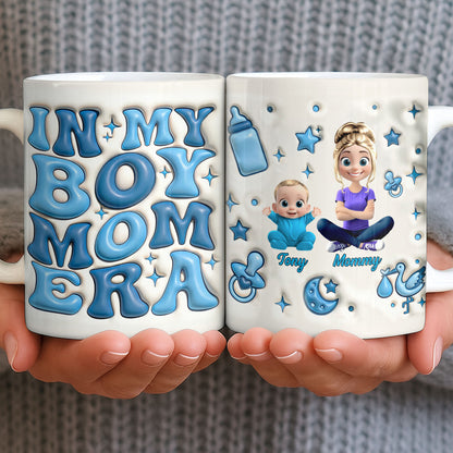 In My Boy Mom Era With Baby And Mother Figures - Personalized Custom Coffee Mug - MOM287_MG