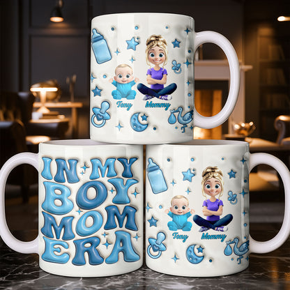 In My Boy Mom Era With Baby And Mother Figures - Personalized Custom Coffee Mug - MOM287_MG