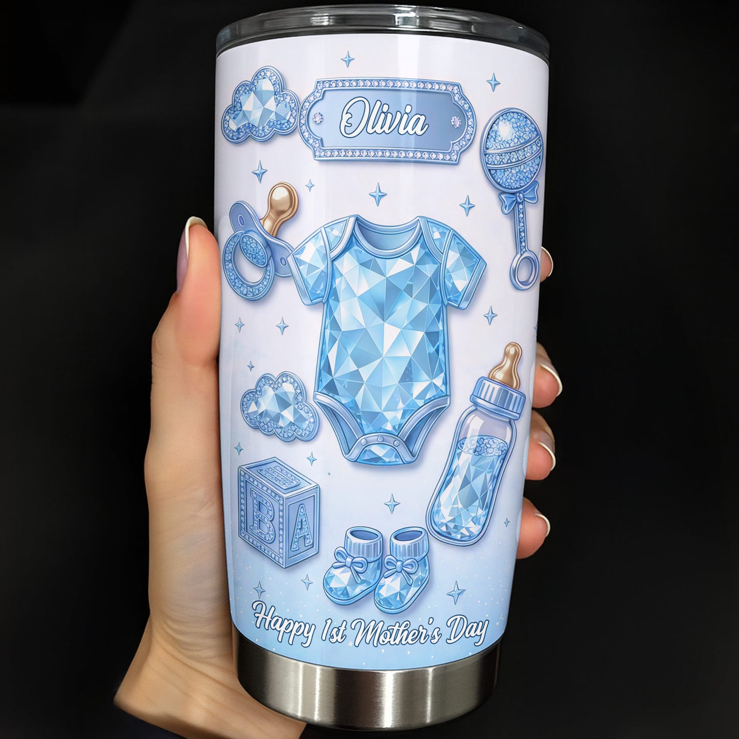 Happy 1st Mother's Day Pink Baby Clothes And Accessories - Personalized Custom Stainless Steel Tumbler 20oz 30oz - MOM306_TB