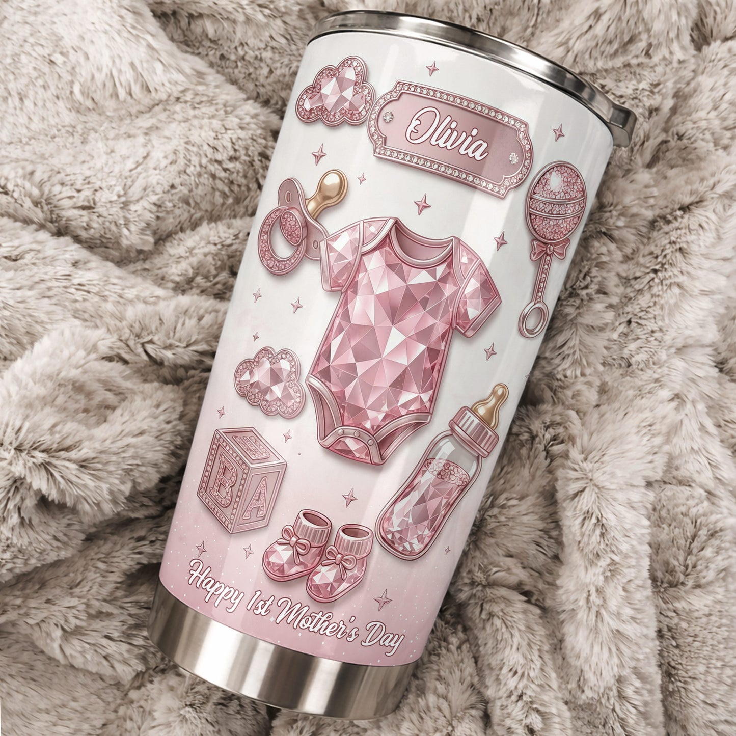 Happy 1st Mother's Day Pink Baby Clothes And Accessories - Personalized Custom Stainless Steel Tumbler 20oz 30oz - MOM306_TB