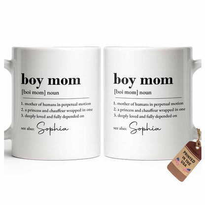 Boy Mom Dictionary Definition Typography Design - Personalized Custom Coffee Mug - MOM334_MG