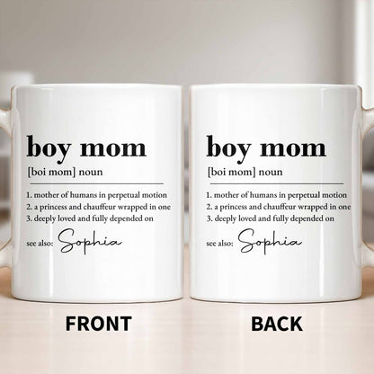 Boy Mom Dictionary Definition Typography Design - Personalized Custom Coffee Mug - MOM334_MG