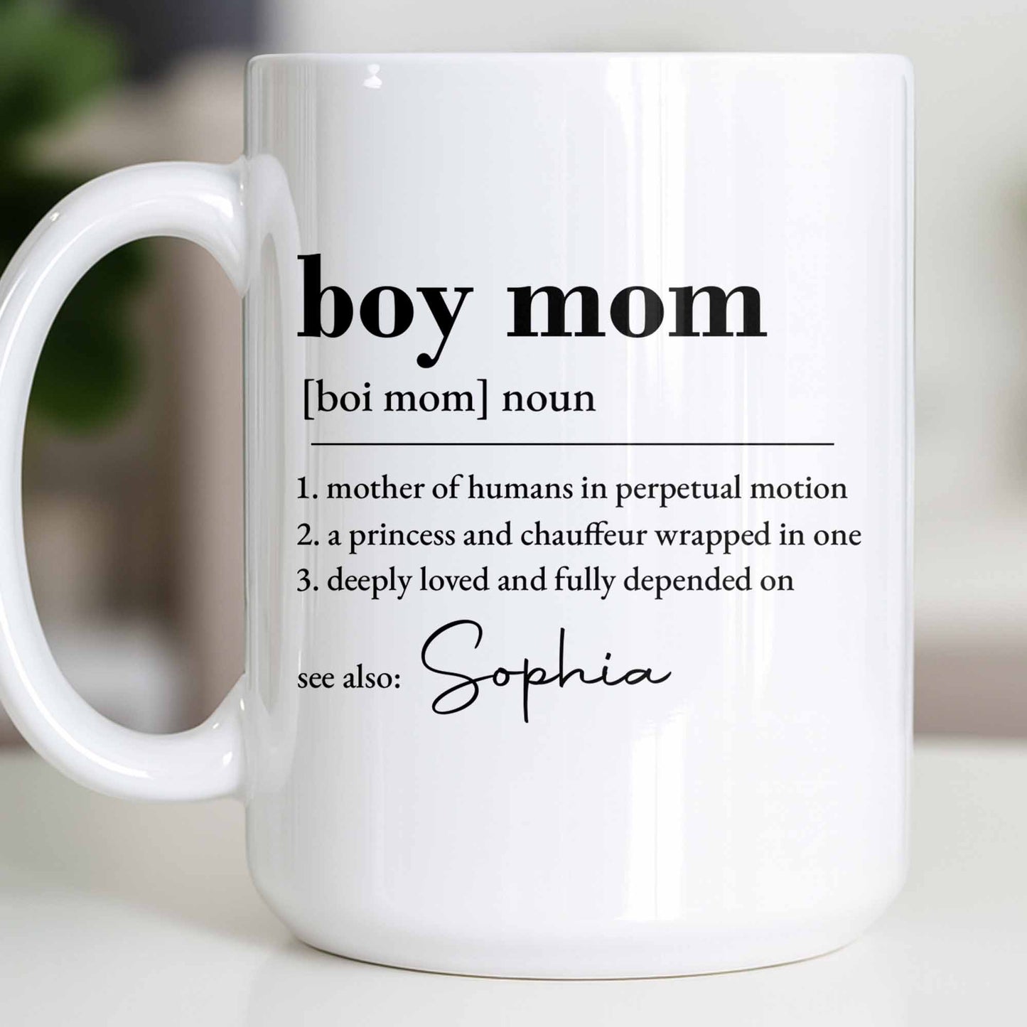 Boy Mom Dictionary Definition Typography Design - Personalized Custom Coffee Mug - MOM334_MG