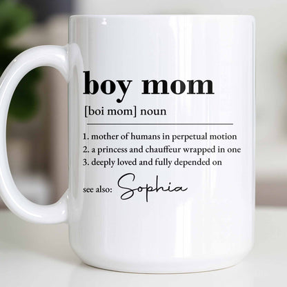 Boy Mom Dictionary Definition Typography Design - Personalized Custom Coffee Mug - MOM334_MG