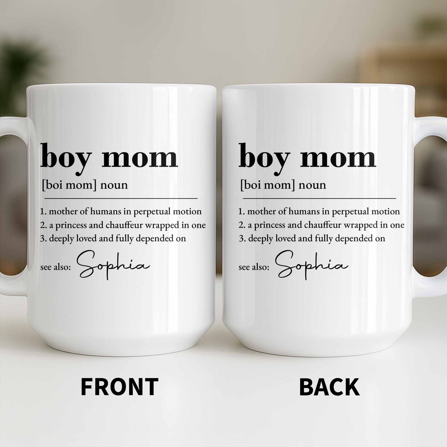 Boy Mom Dictionary Definition Typography Design - Personalized Custom Coffee Mug - MOM334_MG