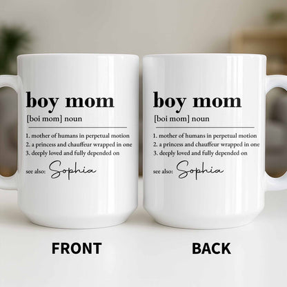 Boy Mom Dictionary Definition Typography Design - Personalized Custom Coffee Mug - MOM334_MG