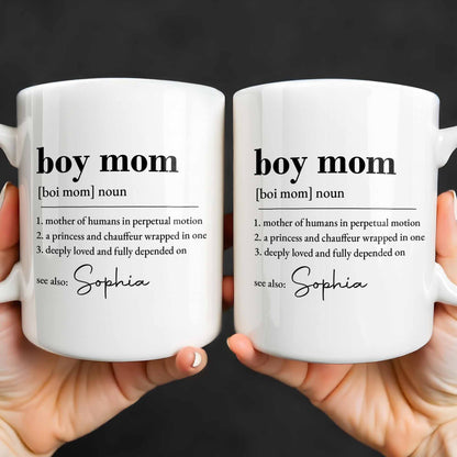 Boy Mom Dictionary Definition Typography Design - Personalized Custom Coffee Mug - MOM334_MG