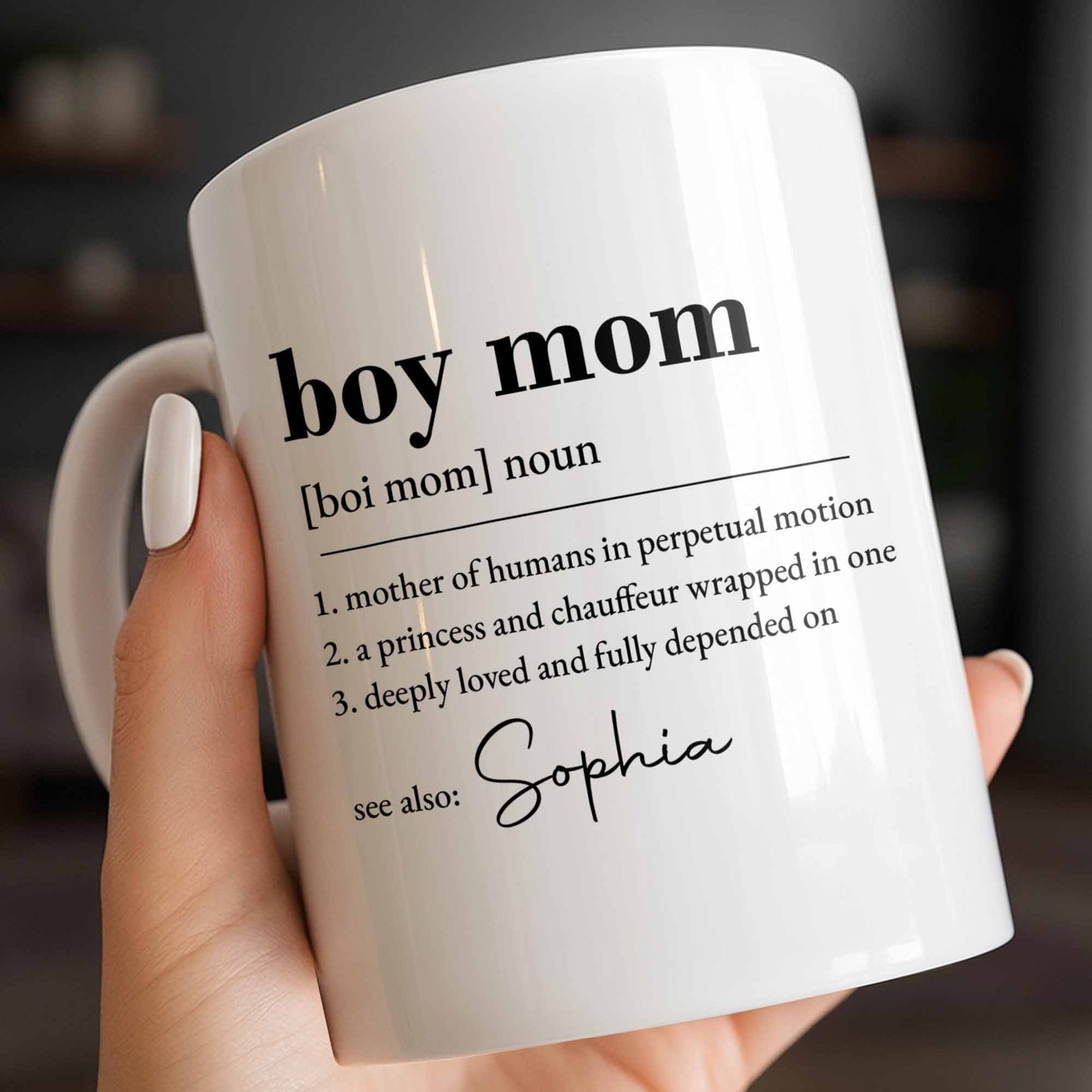 Boy Mom Dictionary Definition Typography Design - Personalized Custom Coffee Mug - MOM334_MG
