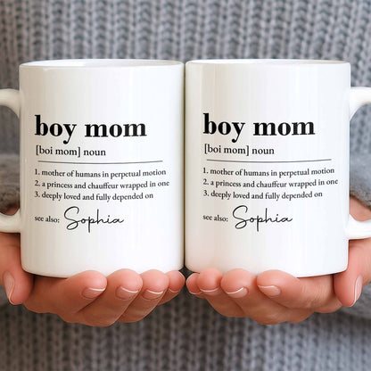Boy Mom Dictionary Definition Typography Design - Personalized Custom Coffee Mug - MOM334_MG