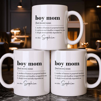 Boy Mom Dictionary Definition Typography Design - Personalized Custom Coffee Mug - MOM334_MG