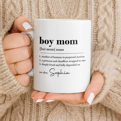 Boy Mom Dictionary Definition Typography Design - Personalized Custom Coffee Mug - MOM334_MG