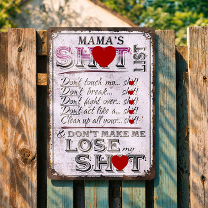 Mama's Sh*t List Funny Rules Personalized Metal Sign Home Decor - Personalized Metal Sign - MOM428_MSIGN