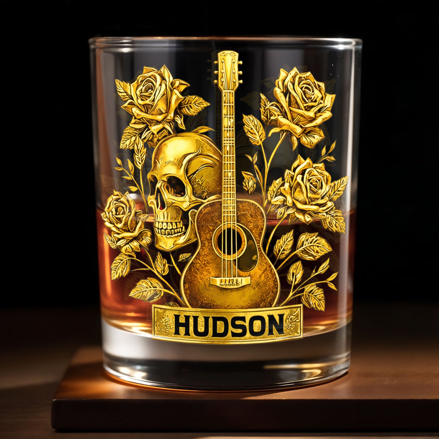 Rock On With This Golden Harmony Guitar Skull And Roses