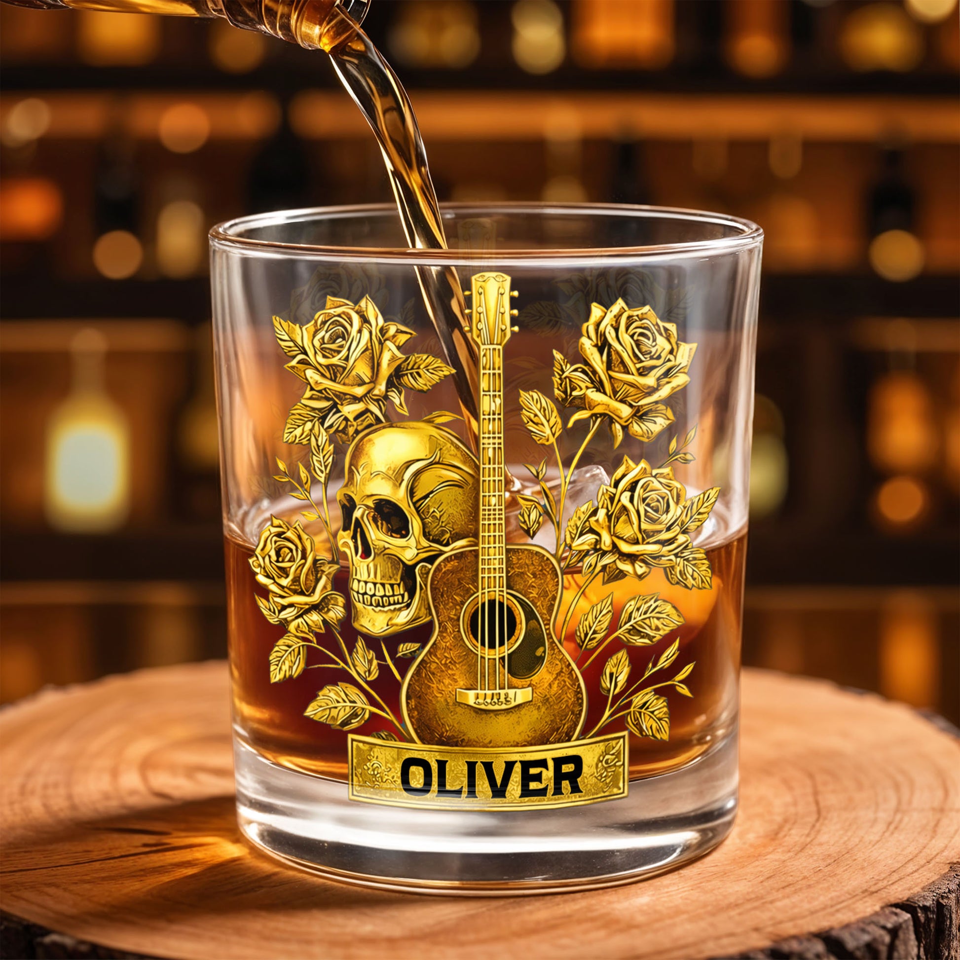 Rock On With This Golden Harmony Guitar Skull And Roses