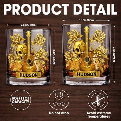 Rock On With This Golden Harmony Guitar Skull And Roses