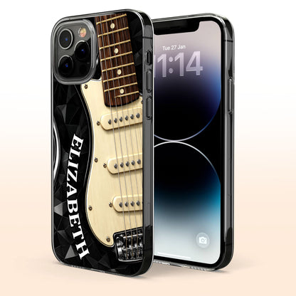 Rocking To The Beat Electric Guitar And Geometric Pattern