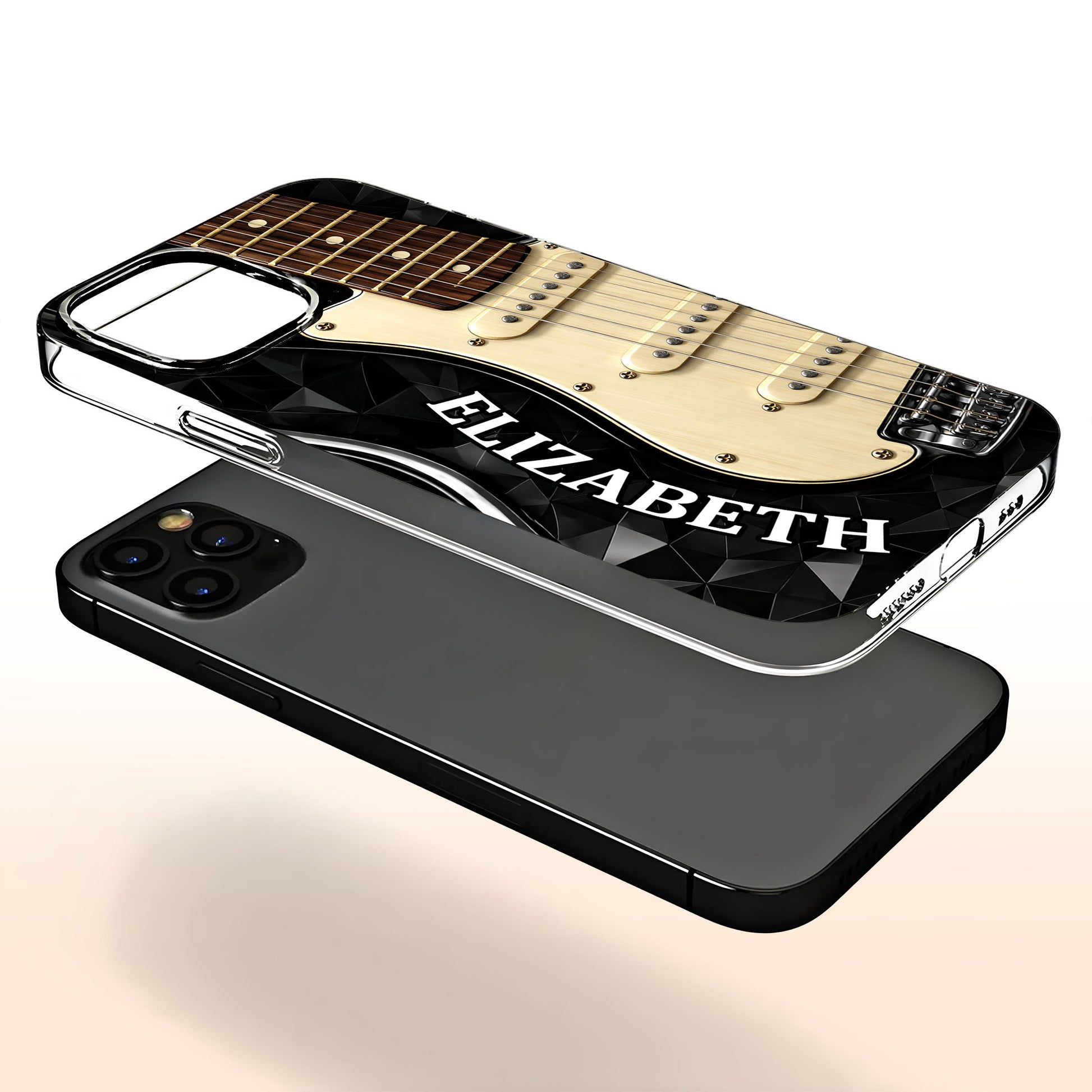 Rocking To The Beat Electric Guitar And Geometric Pattern