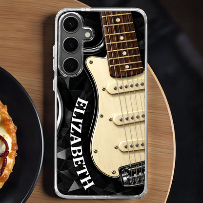 Rocking To The Beat Electric Guitar And Geometric Pattern