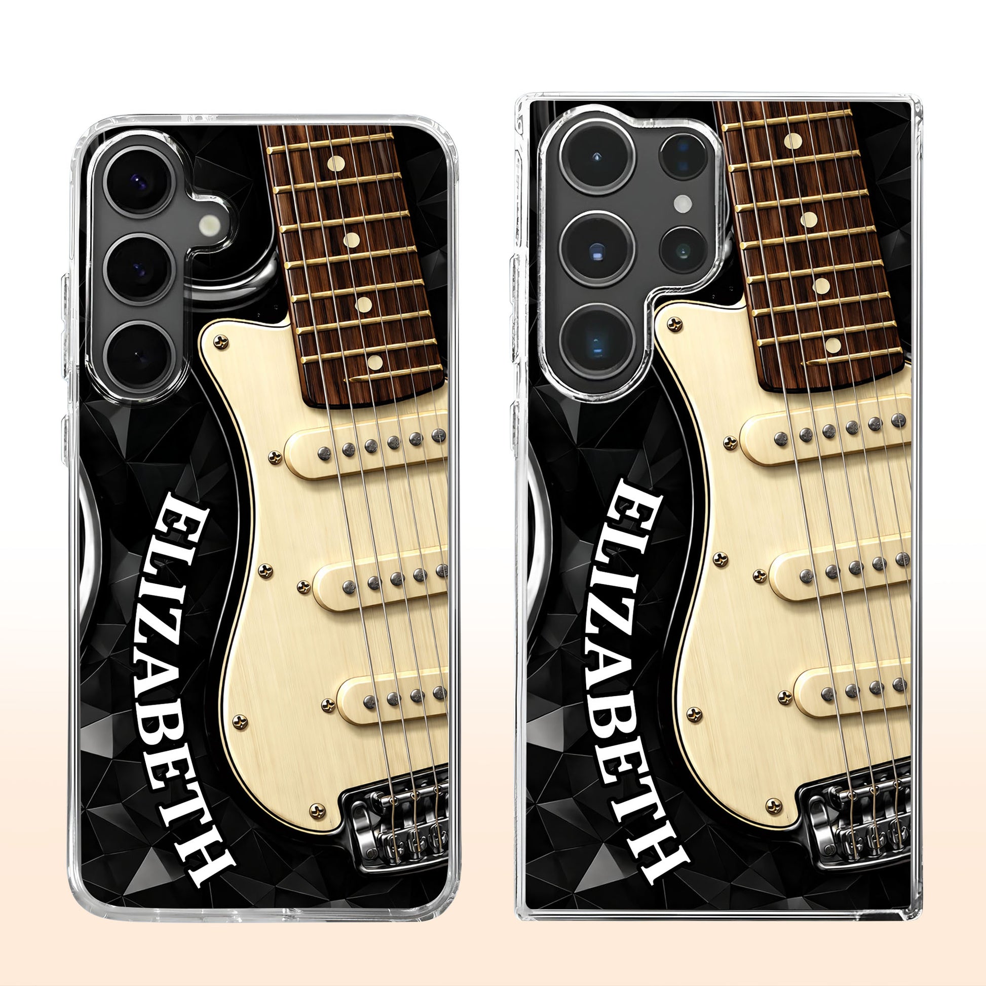 Rocking To The Beat Electric Guitar And Geometric Pattern