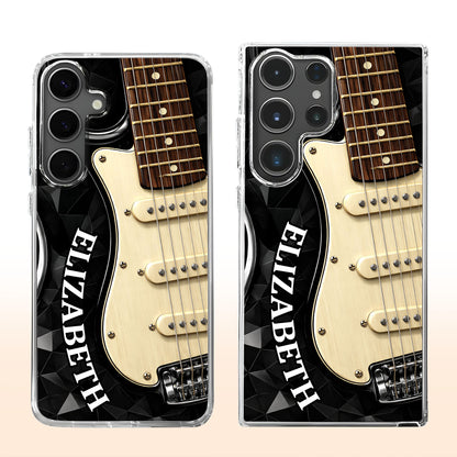 Rocking To The Beat Electric Guitar And Geometric Pattern