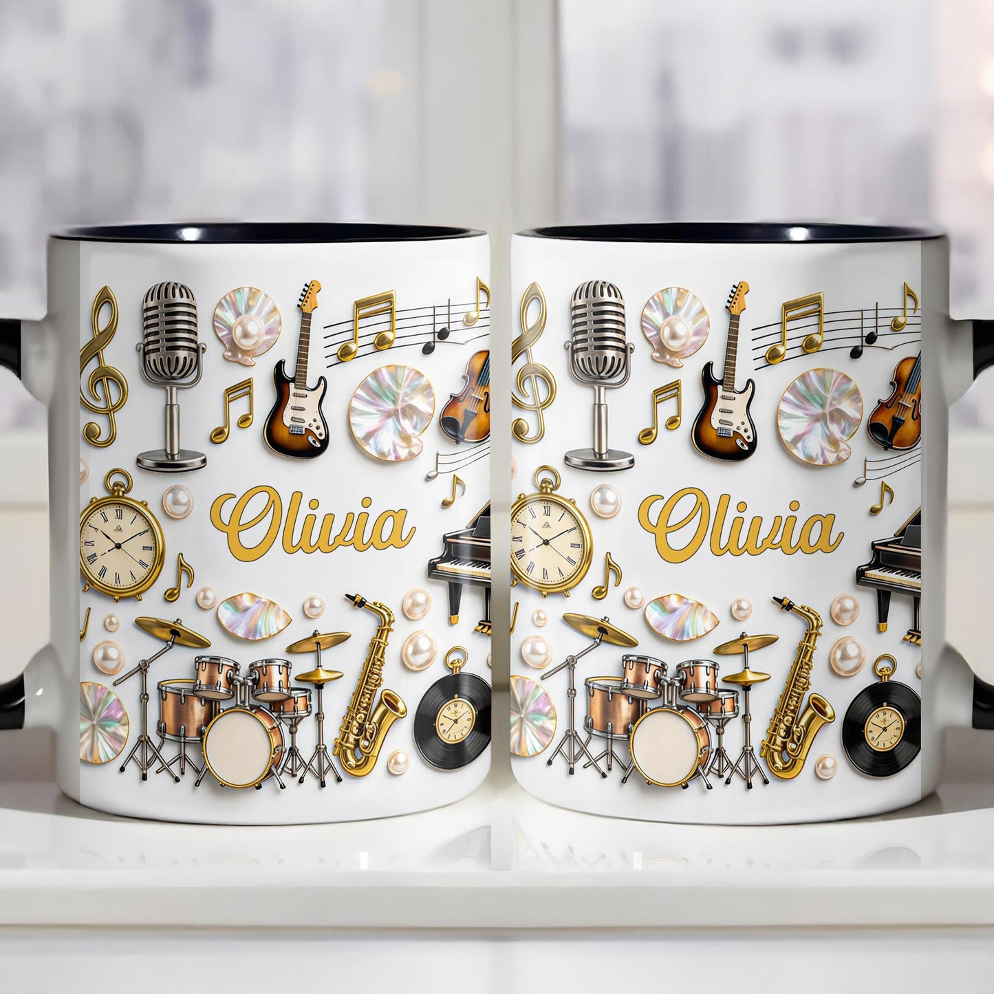 A Life Filled With Music Notes Guitar Drums And Saxophone