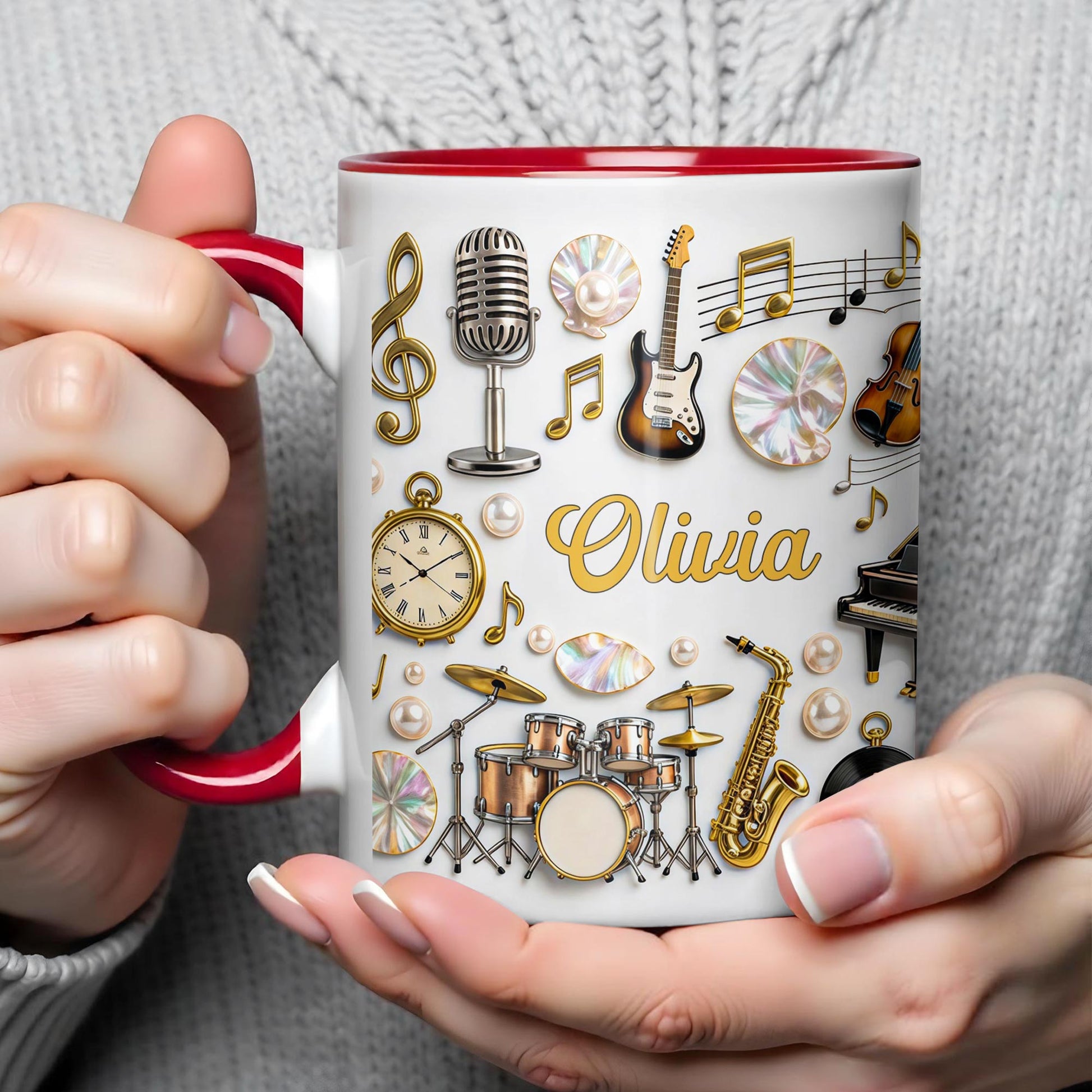 A Life Filled With Music Notes Guitar Drums And Saxophone