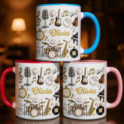 A Life Filled With Music Notes Guitar Drums And Saxophone