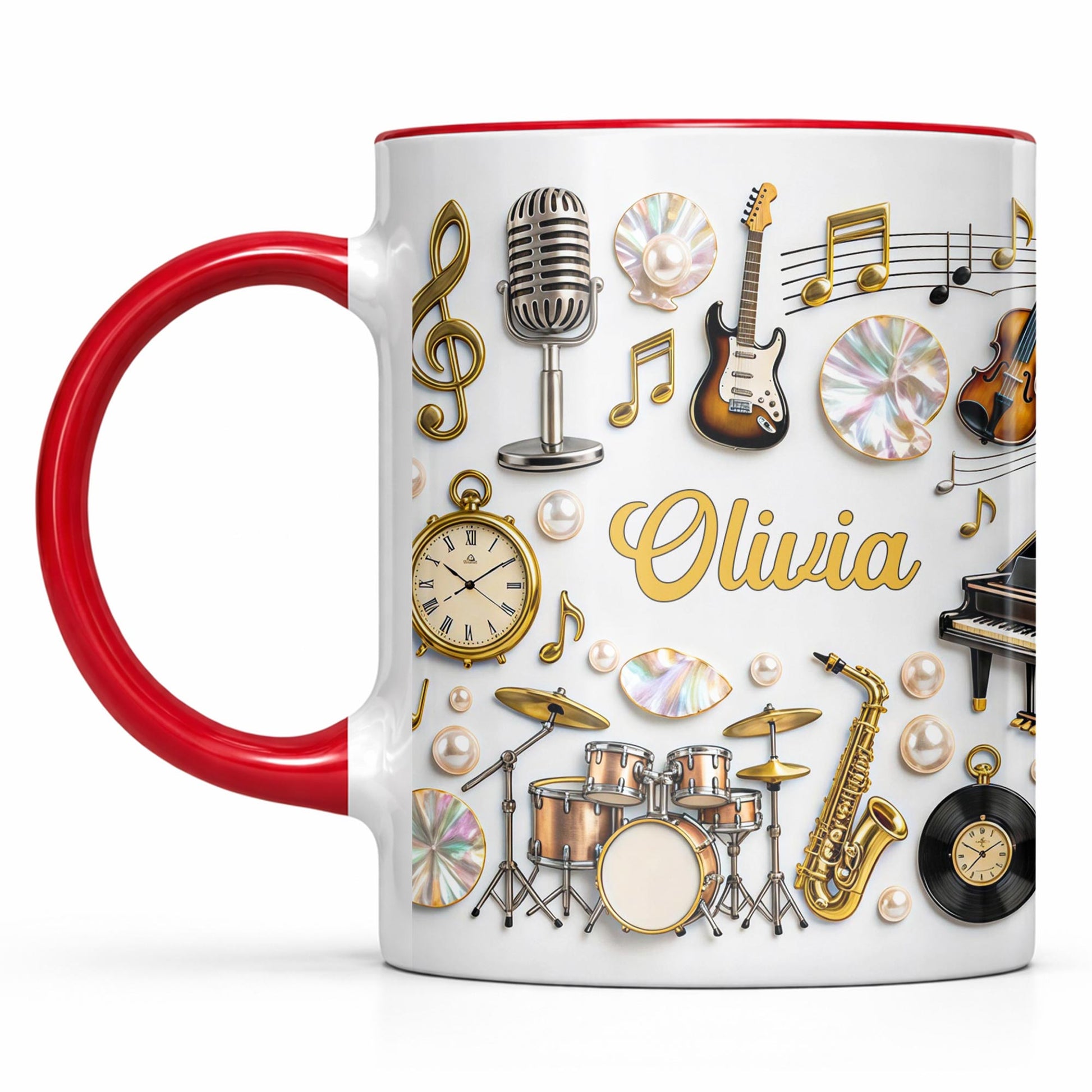 A Life Filled With Music Notes Guitar Drums And Saxophone