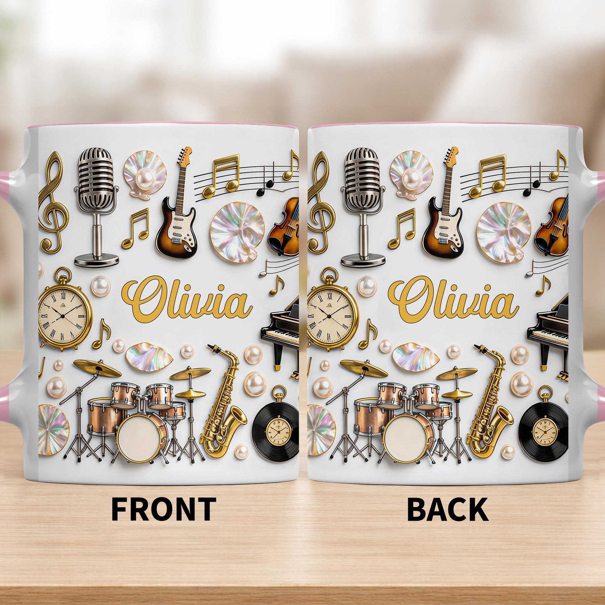 A Life Filled With Music Notes Guitar Drums And Saxophone