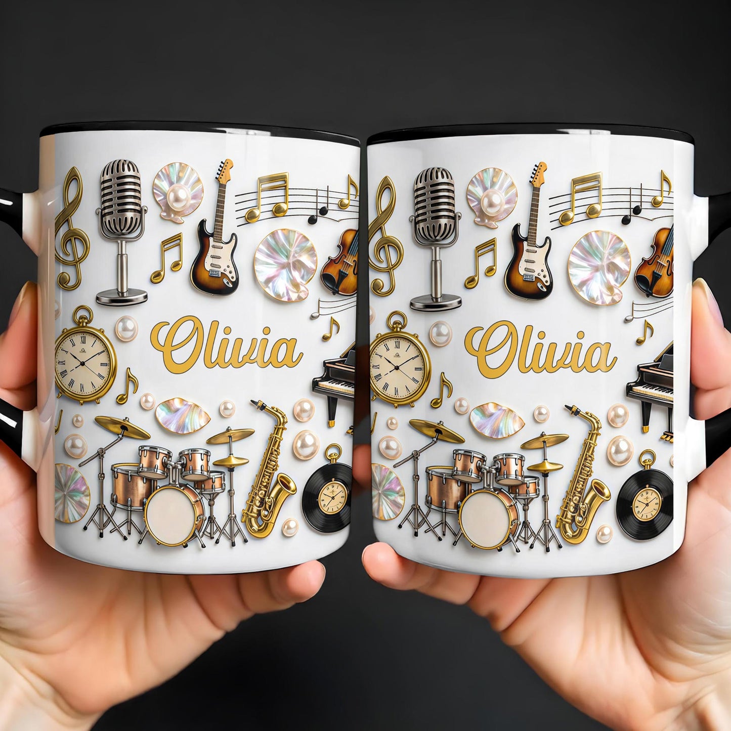 A Life Filled With Music Notes Guitar Drums And Saxophone